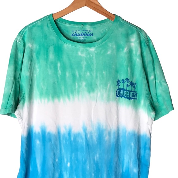 Chubbies Tie Dye Short Sleeve Tee Green Blue Cotton T-Shirt Men’s 2XL - Picture 2 of 9